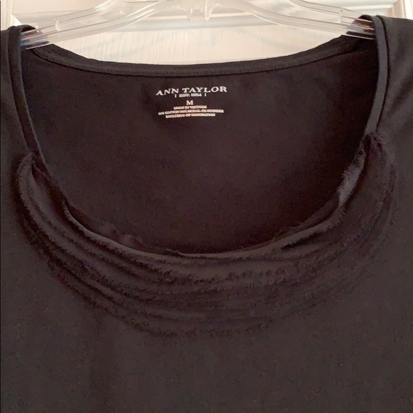 Ann Taylor black top with chiffon neckline - Picture 2 of 4